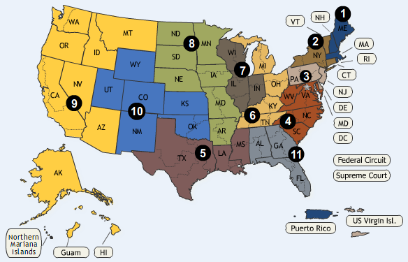 US Circuit Court map